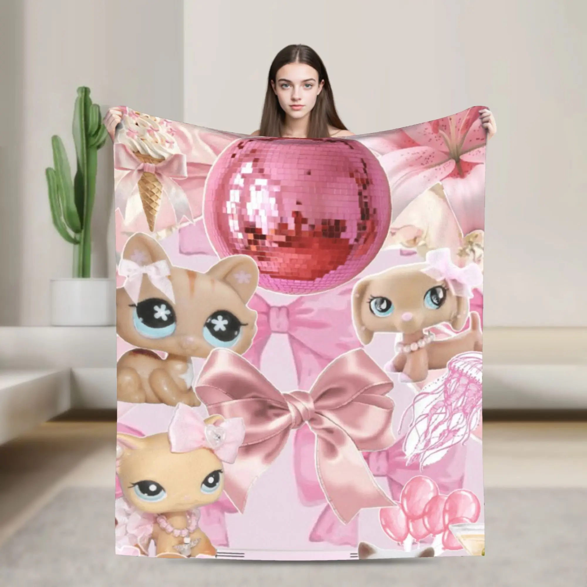 Littlest Pet Shop Blanket Quality Super Soft  Bedding Throws Spring Kids Outdoor Graphic Bedspread
