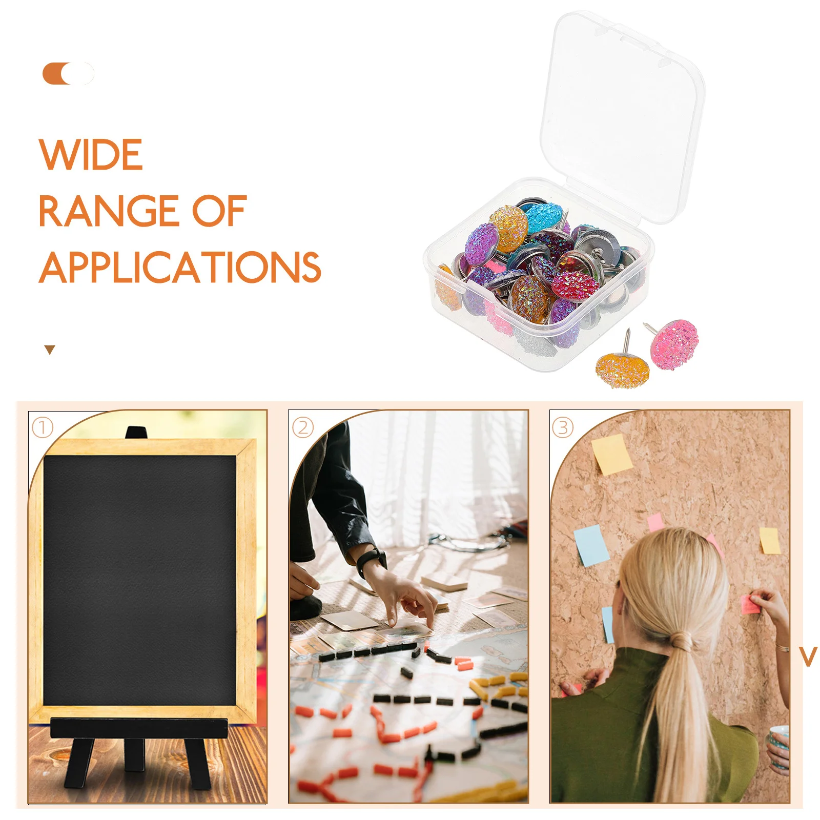 30 Uds. De chinchetas decorativas de cabeza plana ostentosas para tablero de corcho, tablón de anuncios, accesorios para manualidades DIY
