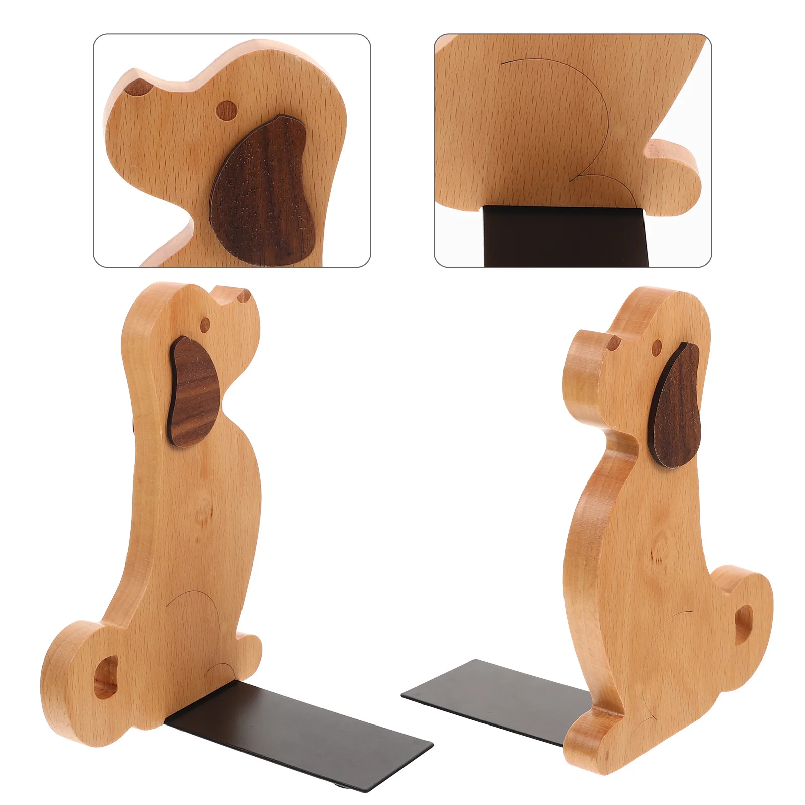 

2 Pcs Wooden Bookend Modern File Organizer Documents Stand Office Display Holder Animal
