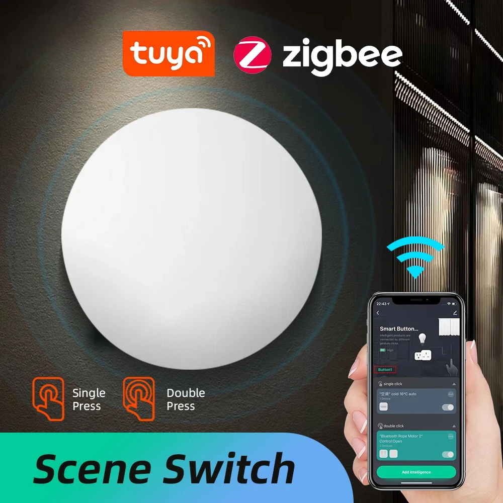 Tuya ZigBee Smart Push Button Scene Switch 3 in1 Wireless Remote Control Remoter Controller Multi-scene Linkage Smart Switches