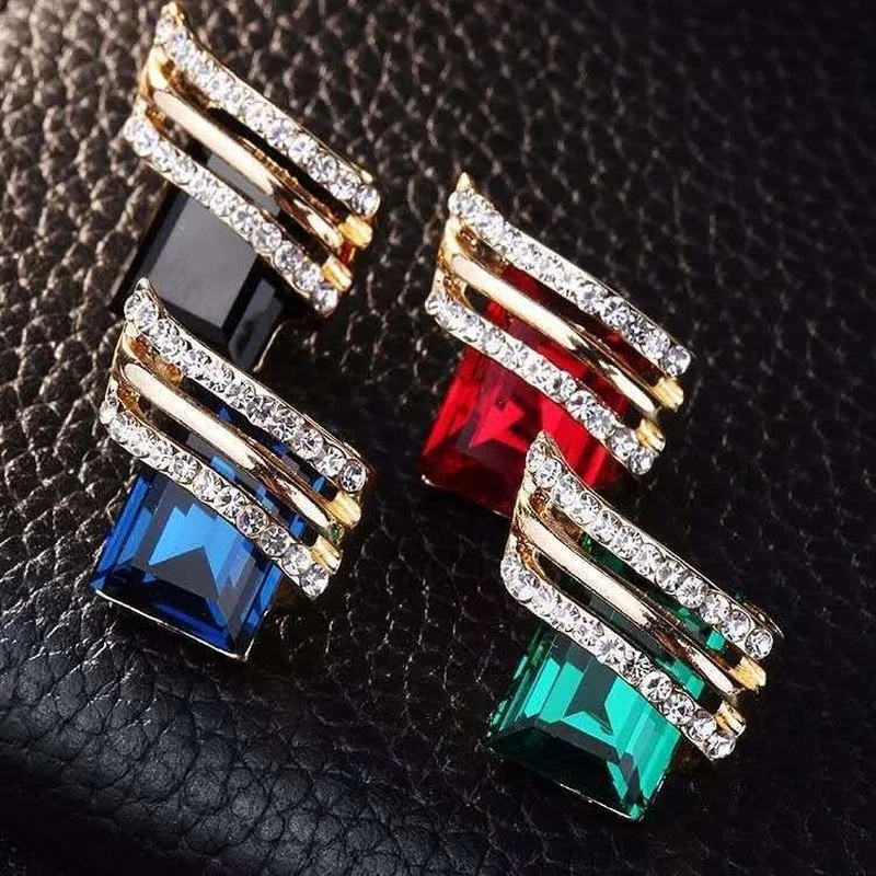 Fashion Gold-plated Zircon Earrings Crystal Earrings Engagement Earrings for women Princess Jewelry Birthday Anniversary Gifts