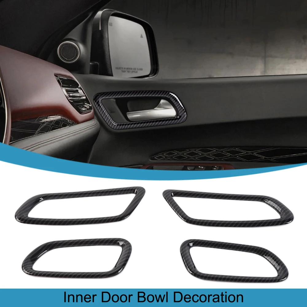 

Car Inner Door Bowl Handle Decoration Cover Rings Trim Stickers Frame for Dodge Durango 2022 2023 2024 up Interior Accessories