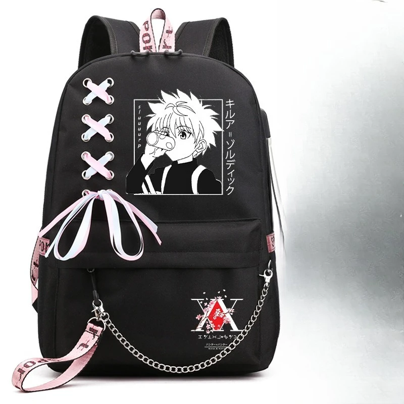Hunter × Hunter Campus Backpack Chain Woven Belt Outdoor Backpacks for Middle and High School Students Y2k Fashion Toys Anime