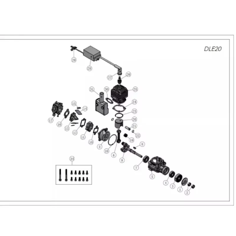 RC Airplane Petrol Engine Cylinder Compatible with DLE20 and DLE40, Engine Repair Spare Accessory