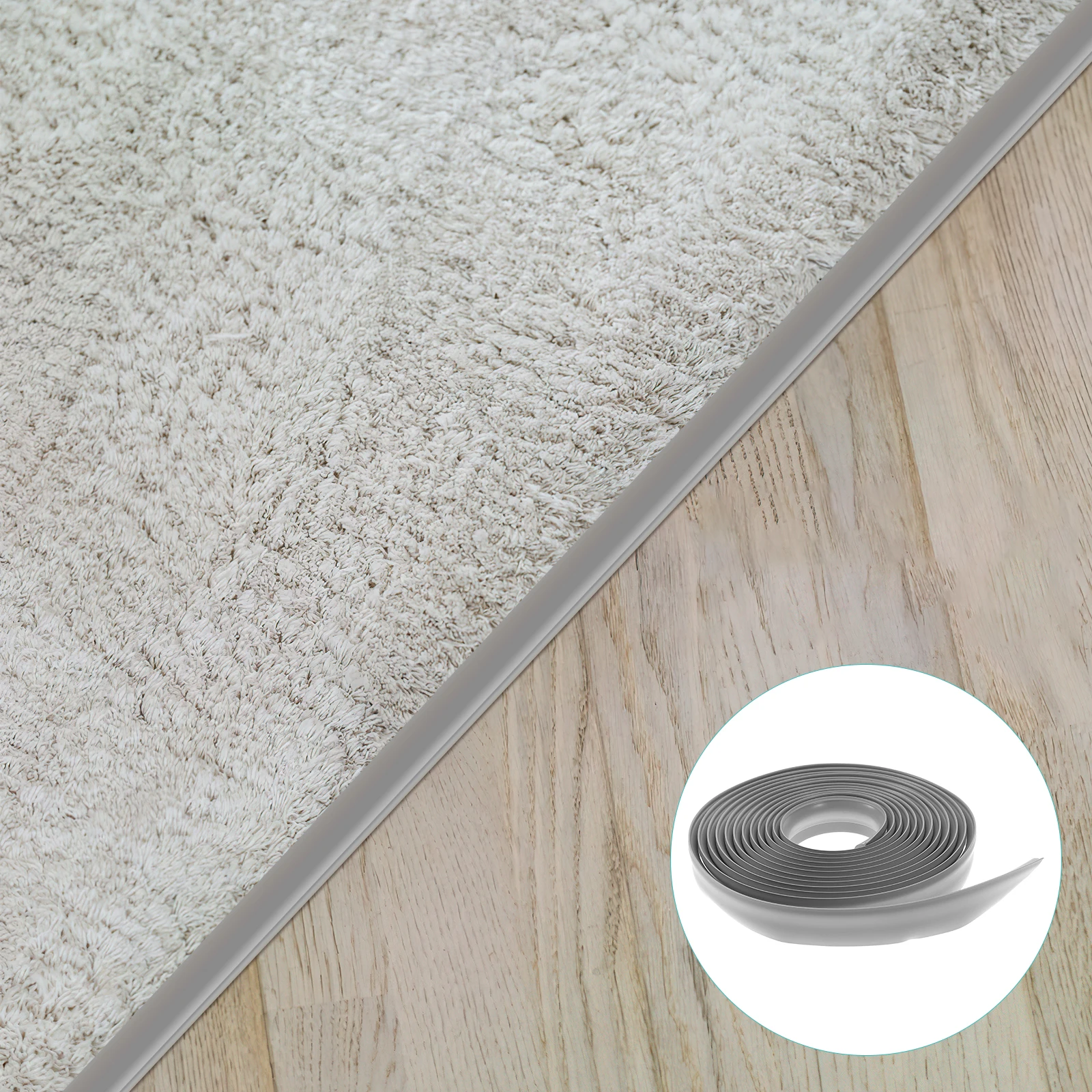 

16.5 Feet PVC Carpet Edge Strip Grey Color Less Than 5mm Floor Transition Thresholds Doorways Cover Strips Flexible Carpet Trim
