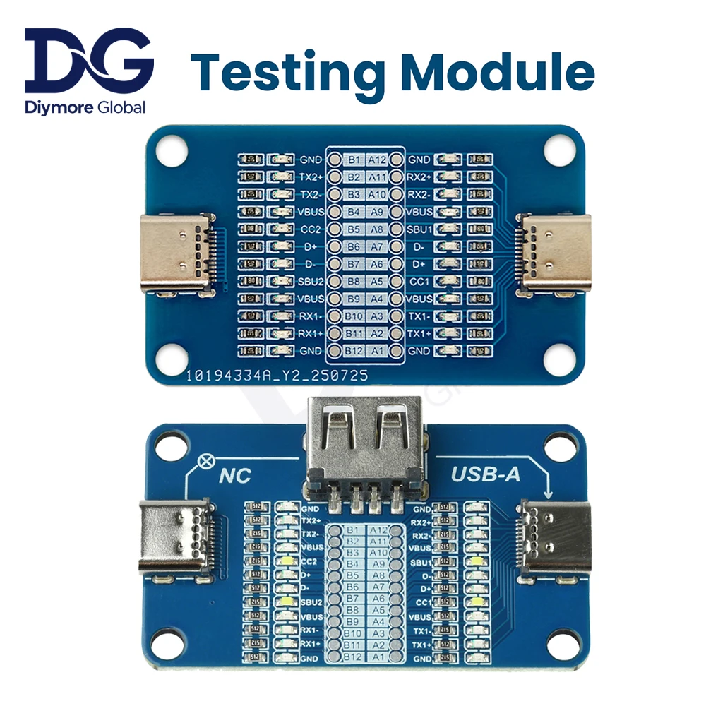 USB+Type-C Cable Tester with 24-Pin Full Detection Dual Head LED Indicator Fast Charging Cable Detection Module ﻿