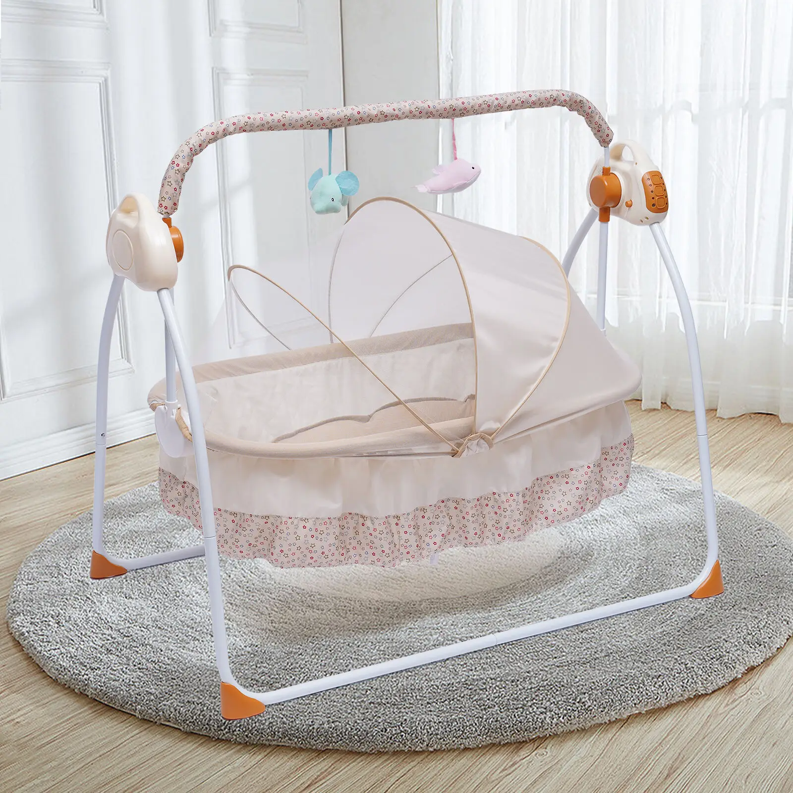 Electric Baby Crib Cradle Auto-Swing Newborn Bassinet Sleep Bed Infant Bluetooth