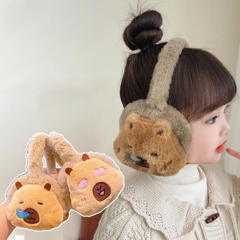 

Зимние утолщенные плюшевые наушники с капибарой и морской свинкой, студенческие уличные велосипедные теплые ветрозащитные теплые плюшевые наушники для холодных ушей