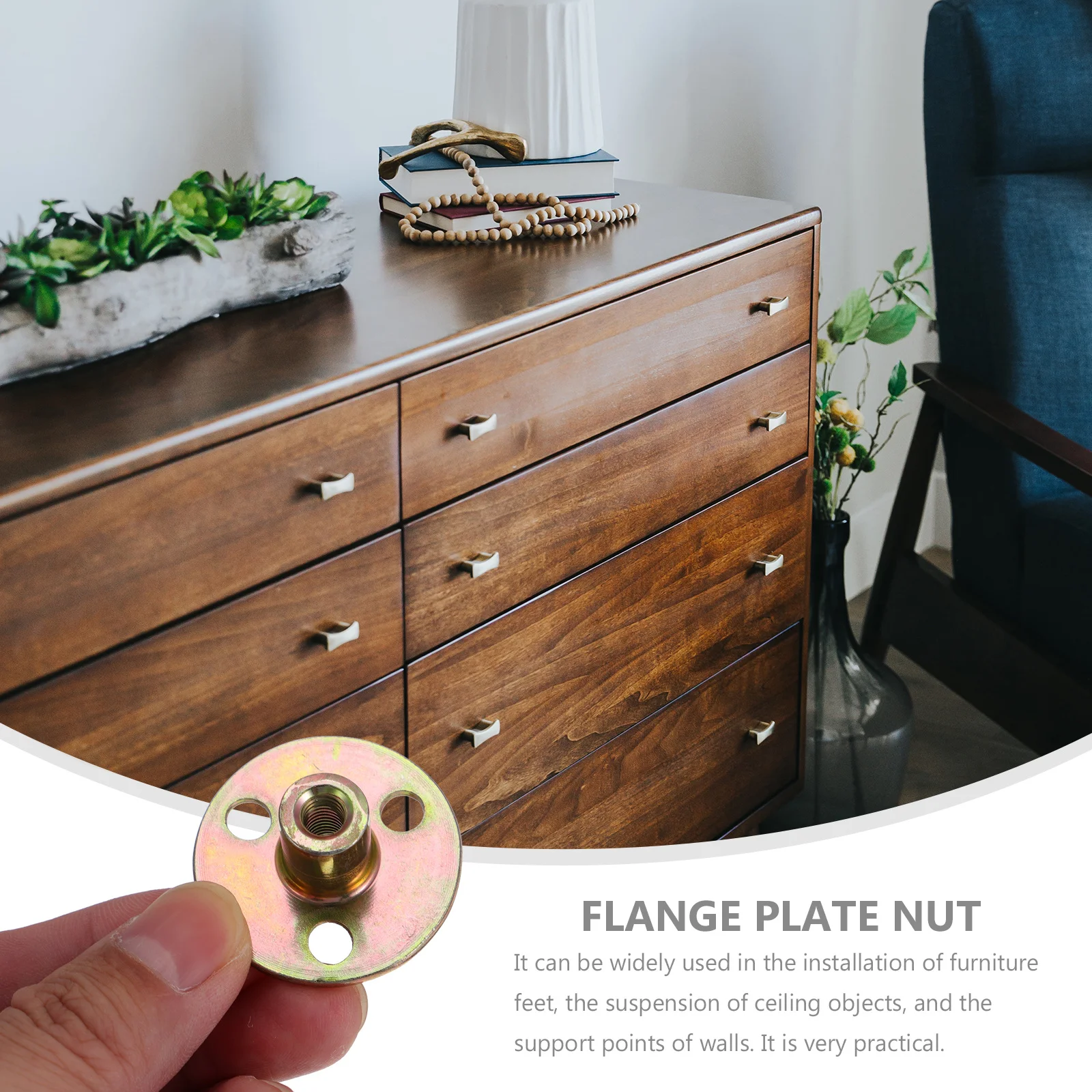 

18Pcs Round Base Three Hole Flange Nuts Furniture Accessories Safe Durable Easy Install Practical Wall Support Ceiling Objects