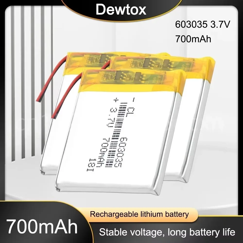 3.7V 700mAh 603035 Lipo Battery Li-ion Lipo Cells Lithium Li-Po Polymer Battery for Speaker Headphone GPS MP3 MP4 Toy