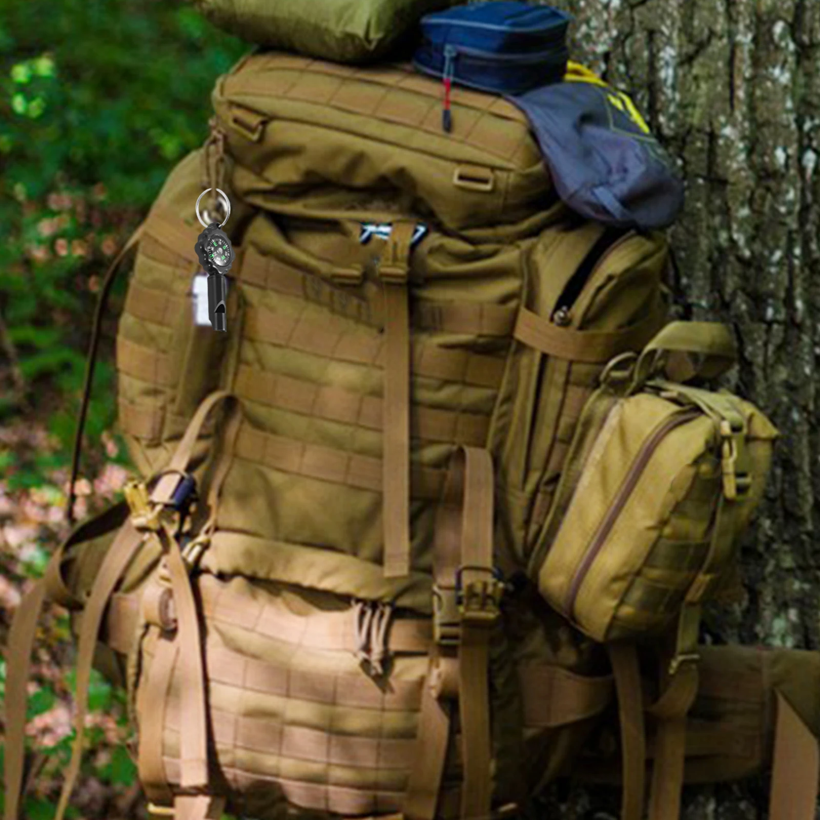 

Two in One Portable Black Compass Whistle Keychain Lightweight Outdoor Hiking Camping Survival Compass Whistle