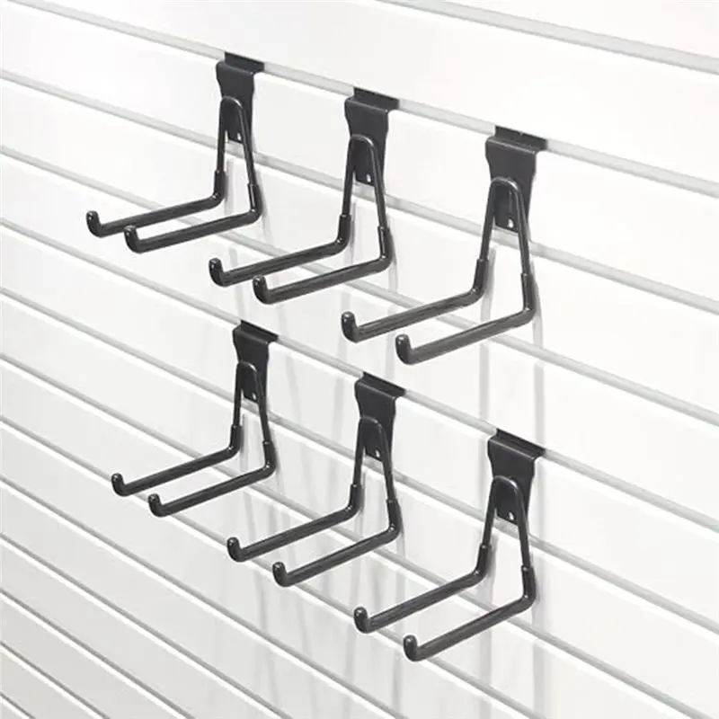 A02F-Slatwall Accessories, Black Slatwall Hooks, Garage Utility Hooks For Slatwall, 8 Pack U Hook