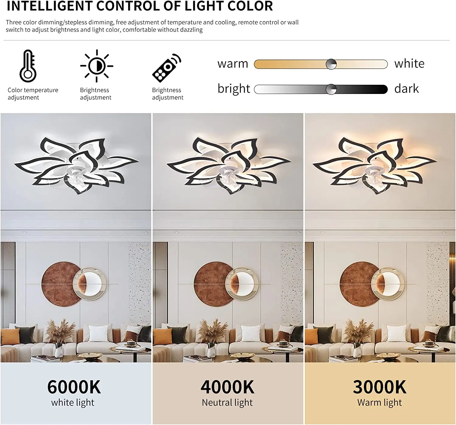 Modern Smart Ceiling Fan Bedroom Ceiling Fan With Light And Control Living Room Restaurant Indoor Decor LED Silent Ceiling Fan