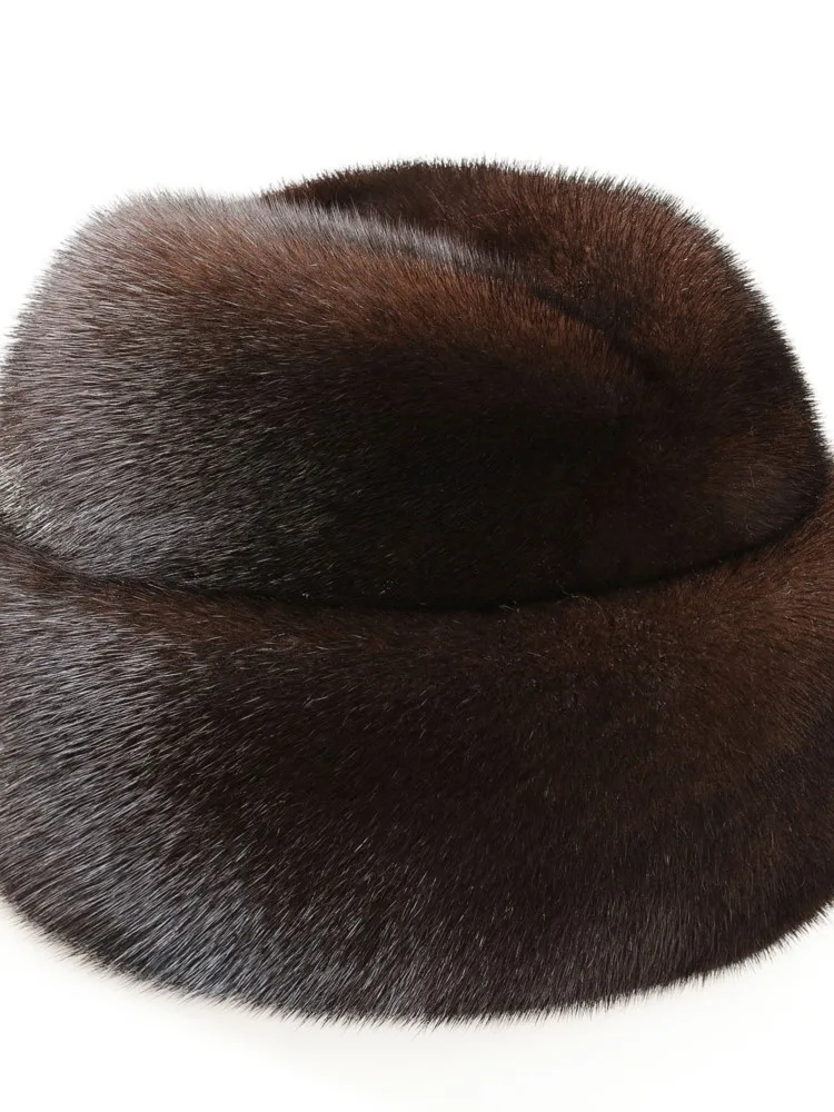 Leather hat men's old man real fur hair ear dad warm