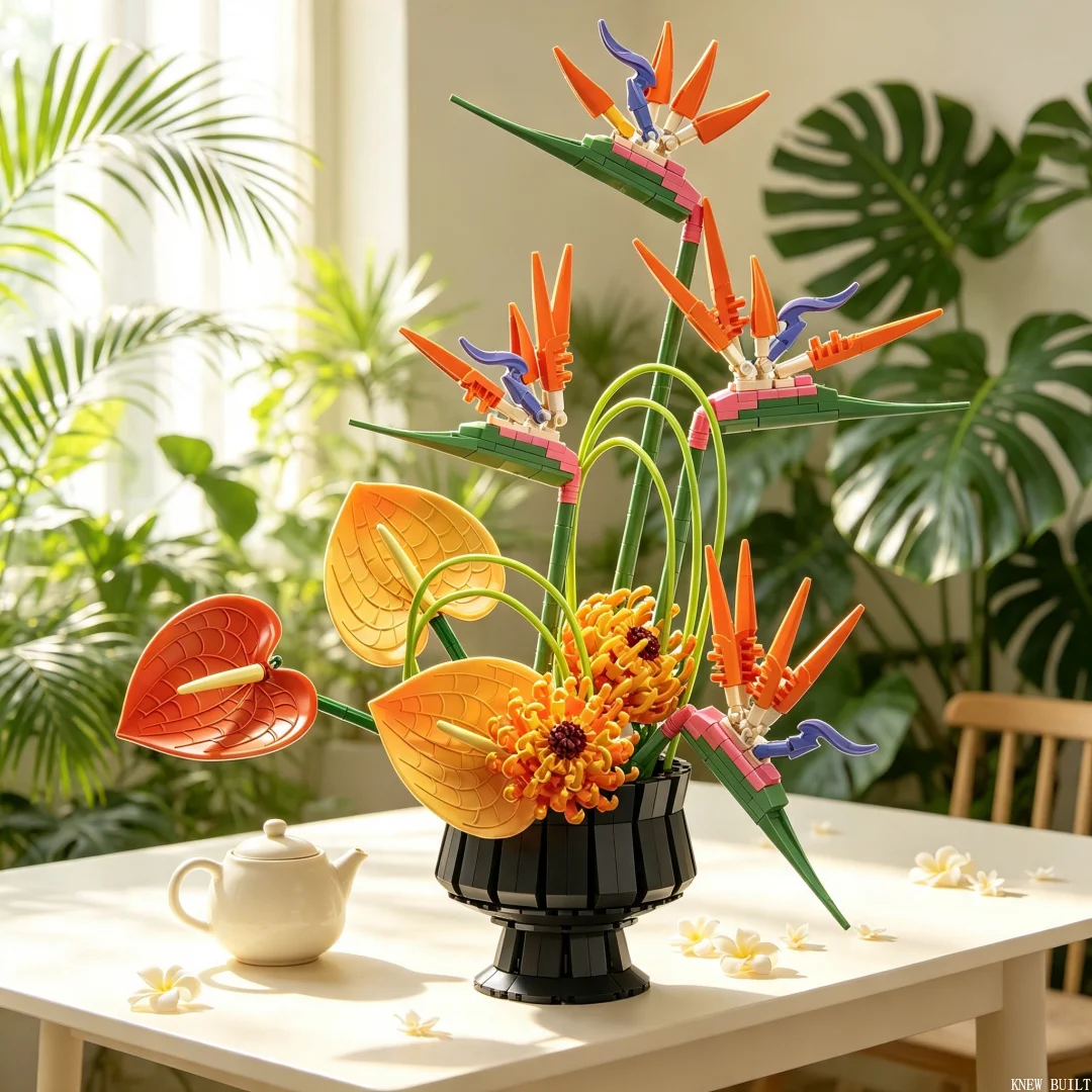 KNEW BUILT 530PCS Bird of Paradise Flower Building Blocks–Eternal Love Desk Decor,Easy Puzzle Toy,Birthday Valentine‘s Day Gift view 5