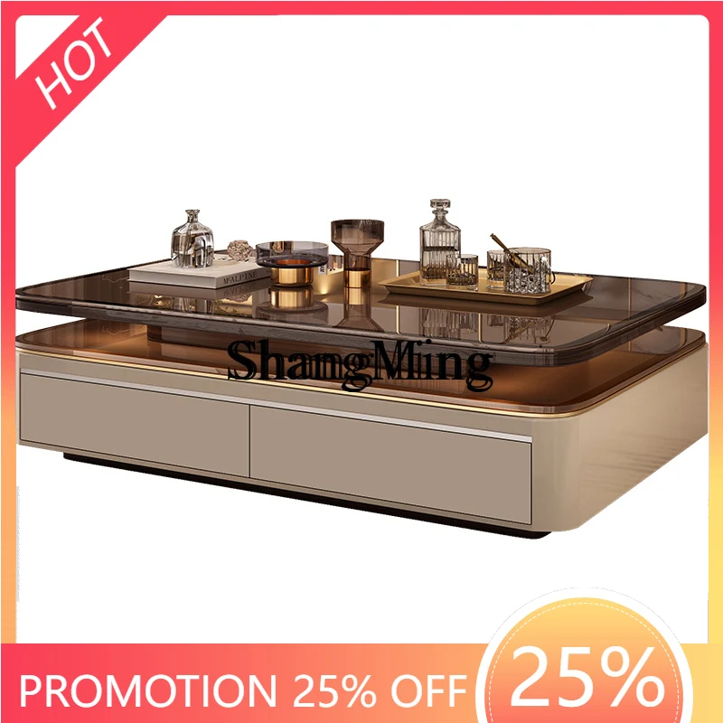 

ZYY premium sense new light luxury modern tea table high-end living room home drawer storage coffee table