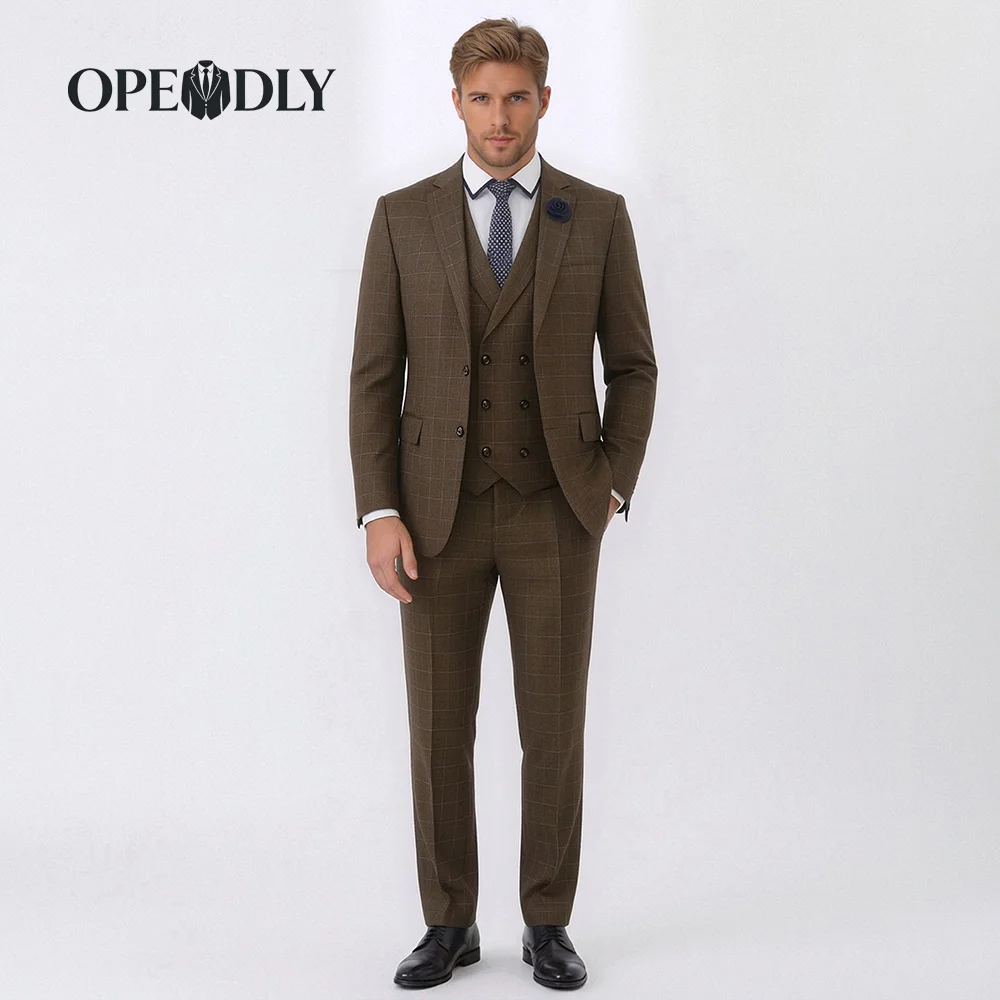 

OPEODLY Men's Slim Fit 3 Piece Tuxedo Suit One Button Blazer Jacket Vest Pants Set for Formal Wedding And Business Occasions