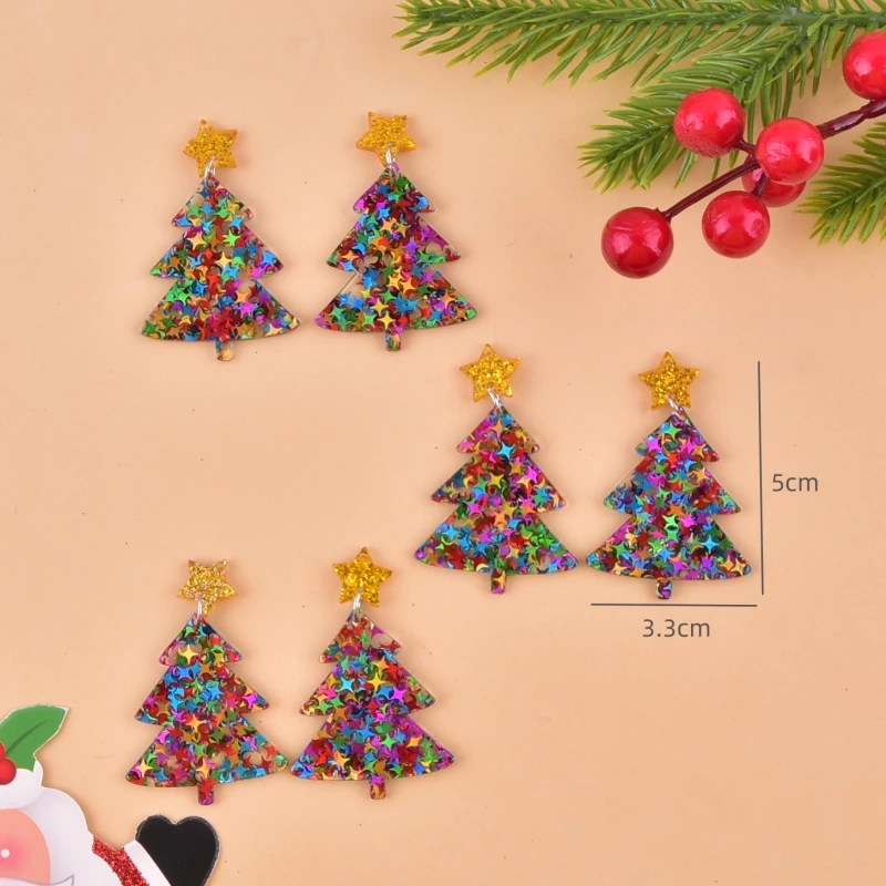 10pcs/pack Fashion Star Christmas Tree Acrylic Charms for Earring Necklace Jewelry DIY Making 33*50mm