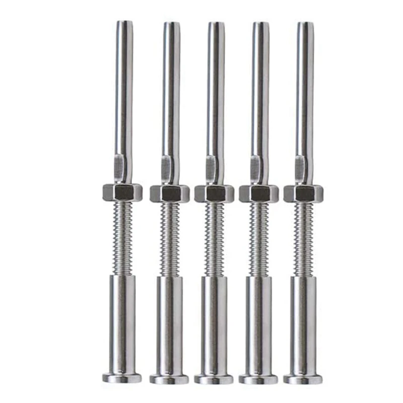 10Pcs Stainless Steel Stemball Swage Stud Dead With 20Pcs Turnbuckle Hand Swage Threaded Stud Tension Hex Head