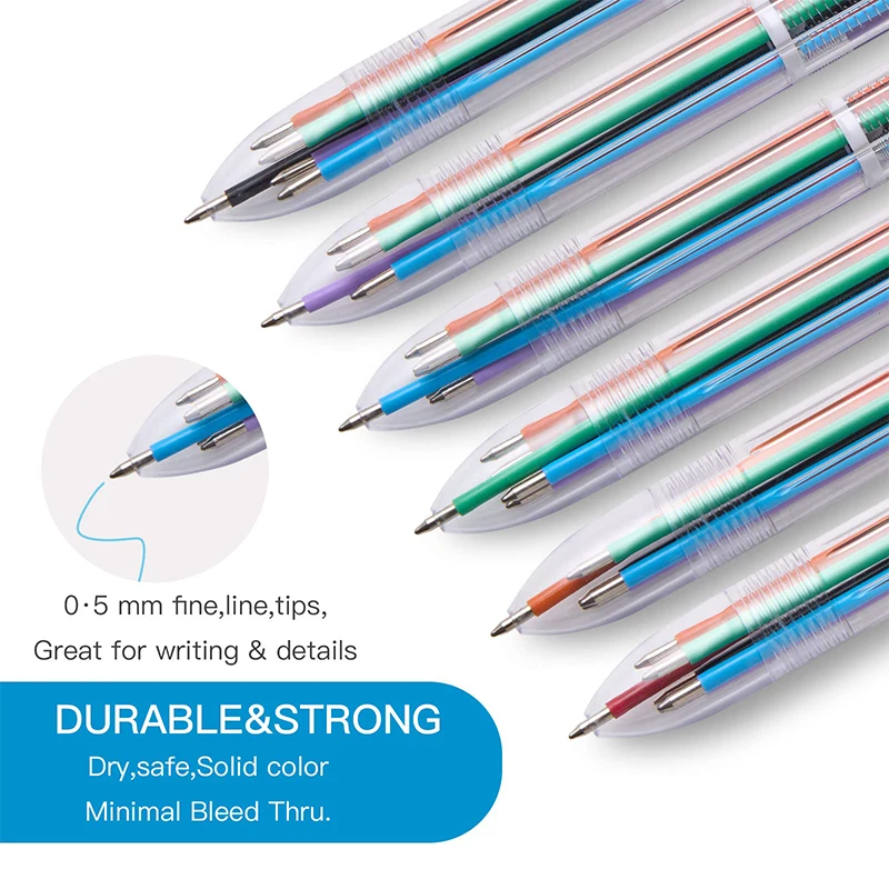 أقلام حبر جاف بلاستيك ABS مع إعادة تعبئة ، إبداعية وبسيطة ، اضغط على مشبك ، أقلام متعددة ، أدوات مكتبية لطيفة ، بيع بالجملة ، 6 ألوان ، 1