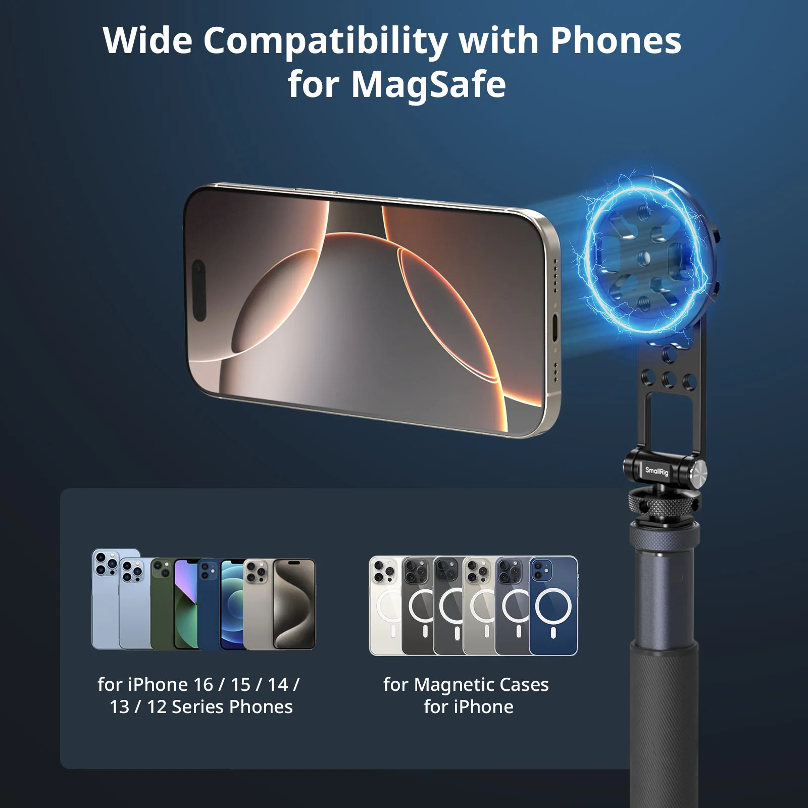 

SmallRig Magnetic Metal Phone Mount with Cold Shoe Mount Adjustable Rotatable Phone Tripod Holder Adapter for iPhone Camera 5156