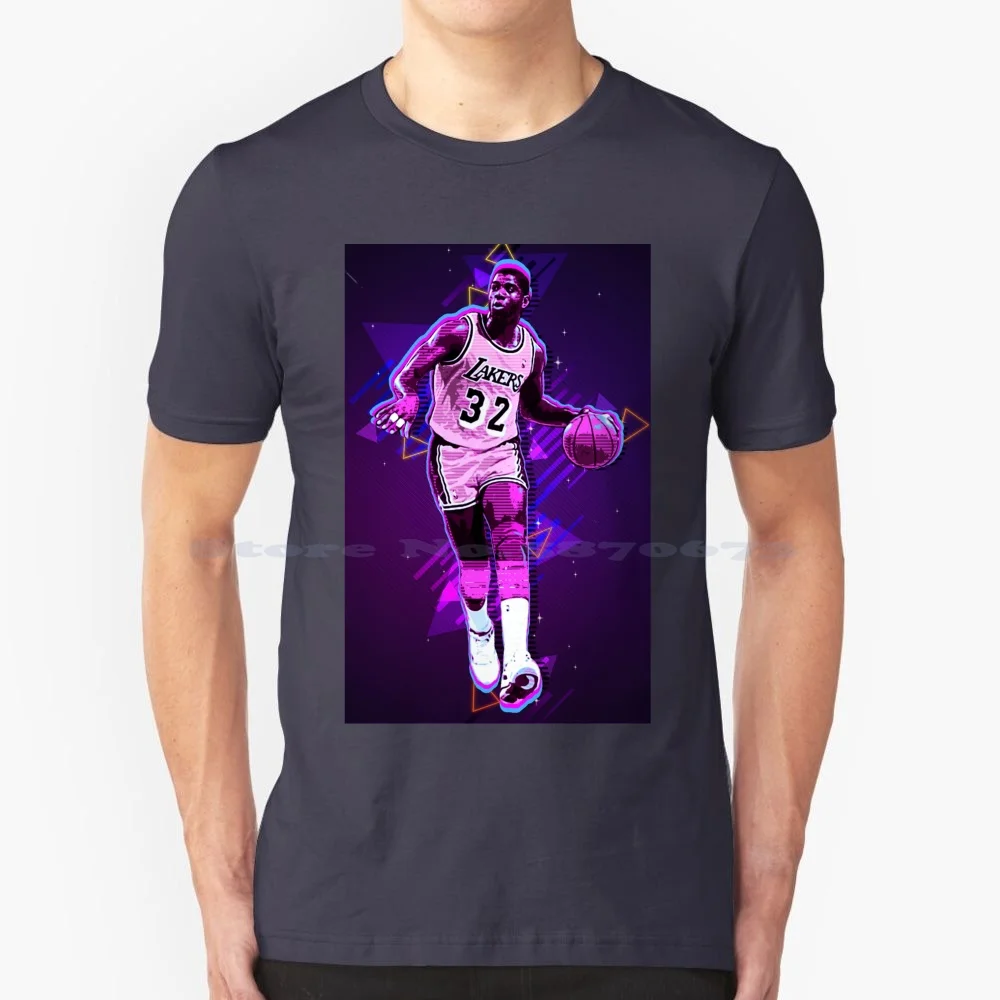 Magic Johnson T Shirt 100% Cotton Tee Magic Johnson