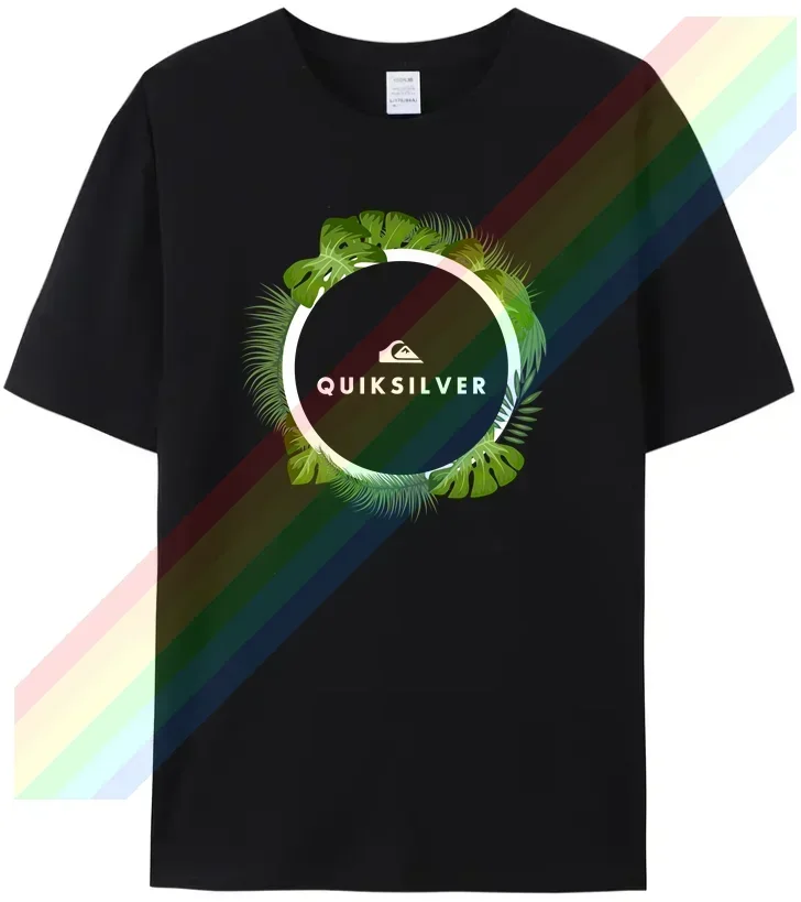 

TEW Quik rip Wove curl A Circle With Grass Men Amazing quality Summer volcom Cotton Black Tees Male Newest TeeNO.1