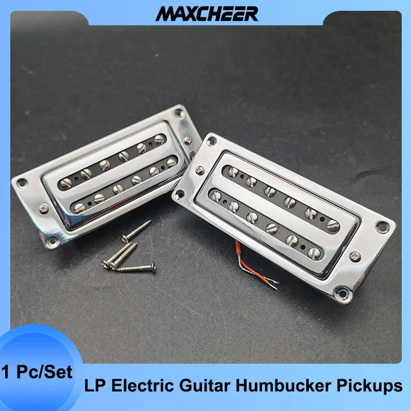 Mini Open Electric Guitar Humbucker Pickup 12 Adjusted Pole Piece for LP Guitar Parts Neck and Bridge Chrome 68X29MM