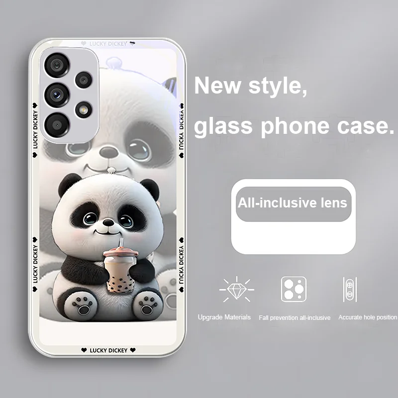 Milk Tea Bear for Samsung Galaxy Note 8 9 10 S10 Plus S20 S21 FE S23 Ultra A70 72 73 50 51 52 53 Tempered Glass Hard Phone Case