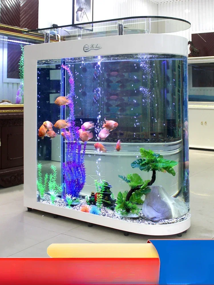 Bullet Medium and Large Fish Tank Floor Aquarium Living Room Home Lazy Change Water Partition Screens Fish Tank New