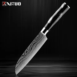 Japan Knife 5Inch Santoku Kitchen Knife,Pro Japanese Chef Knife Sharp Paring Knife, Ergonomic Handle, for Meat, Fish, Fruit