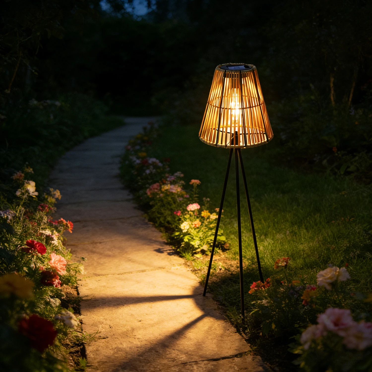 Lampe solaire artisanale en rotin, sans électricité, pour terrasse extérieure, décoration de jardin, décoration de chemin et création d'ambiance festive