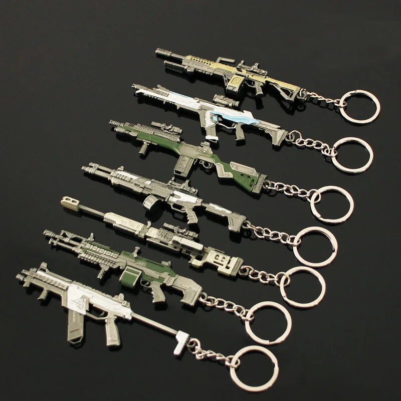 Apex Legendes Weapon Model Keychain for Men Boys G7 VK-47 R99 RE-45 Heirloom Metal Pendant Key Ring Fans Car Bag Decor Jewelry