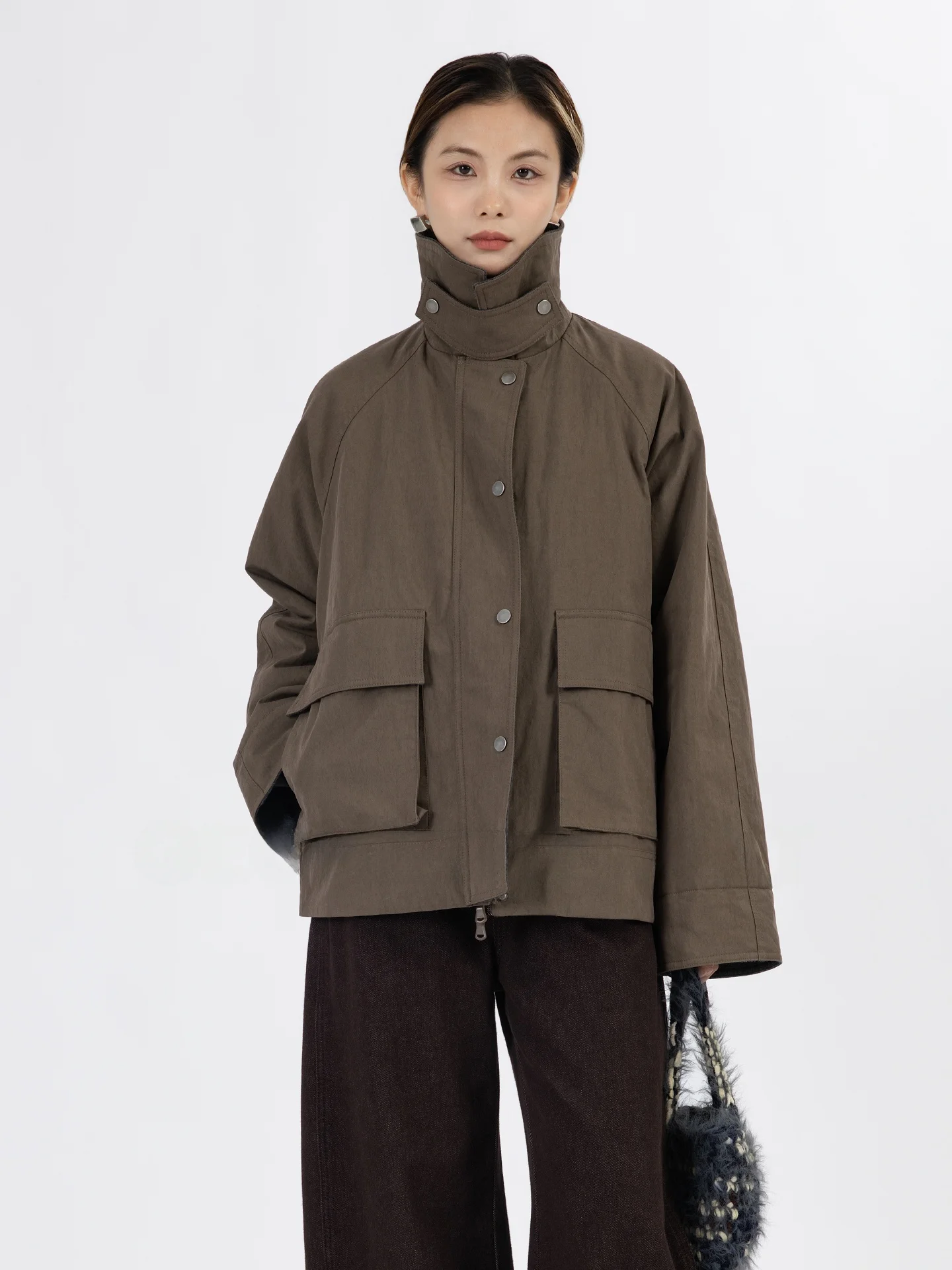 

Утепленное хлопковое пальто с воротником и большими карманами, осенне-зимняя новинка, рабочая одежда, утолщенная хлопковая подкладка