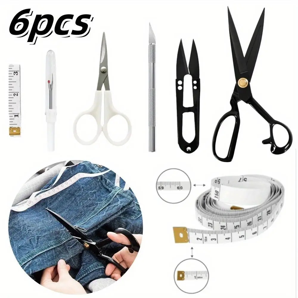 A Set of 6 Pcs Professional Tailor Scissors Tool,9 inch Fabric Scissors,Heavy Duty Sharp Sewing Shears for Cutting Fabric,Leather,Home,Office,Artists,Dressmakers,Christmas Gift,Hand Tools Kits