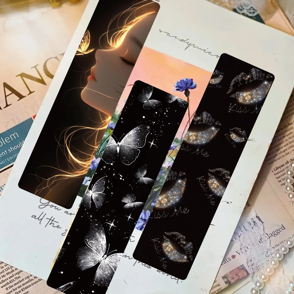 24PCS Night Butterfly Language Paper Bookmark Night Butterfly Light Language Romantic Novel Reading Record Desk Atmosphere