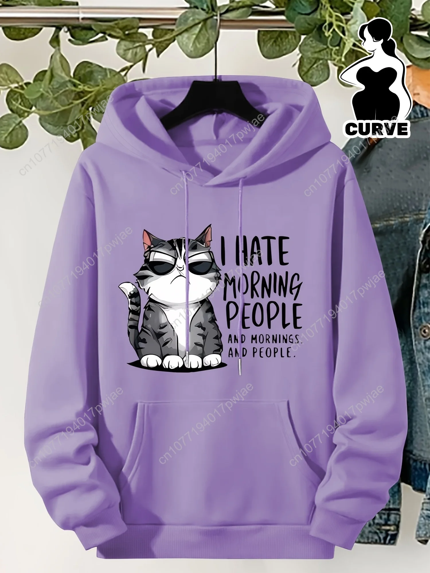 Повседневная флисовая толстовка, которую можно стирать в машине — уютный пуловер с милым котом и буквенным дизайном, карман-кенгуру — женская мода на осень/зиму