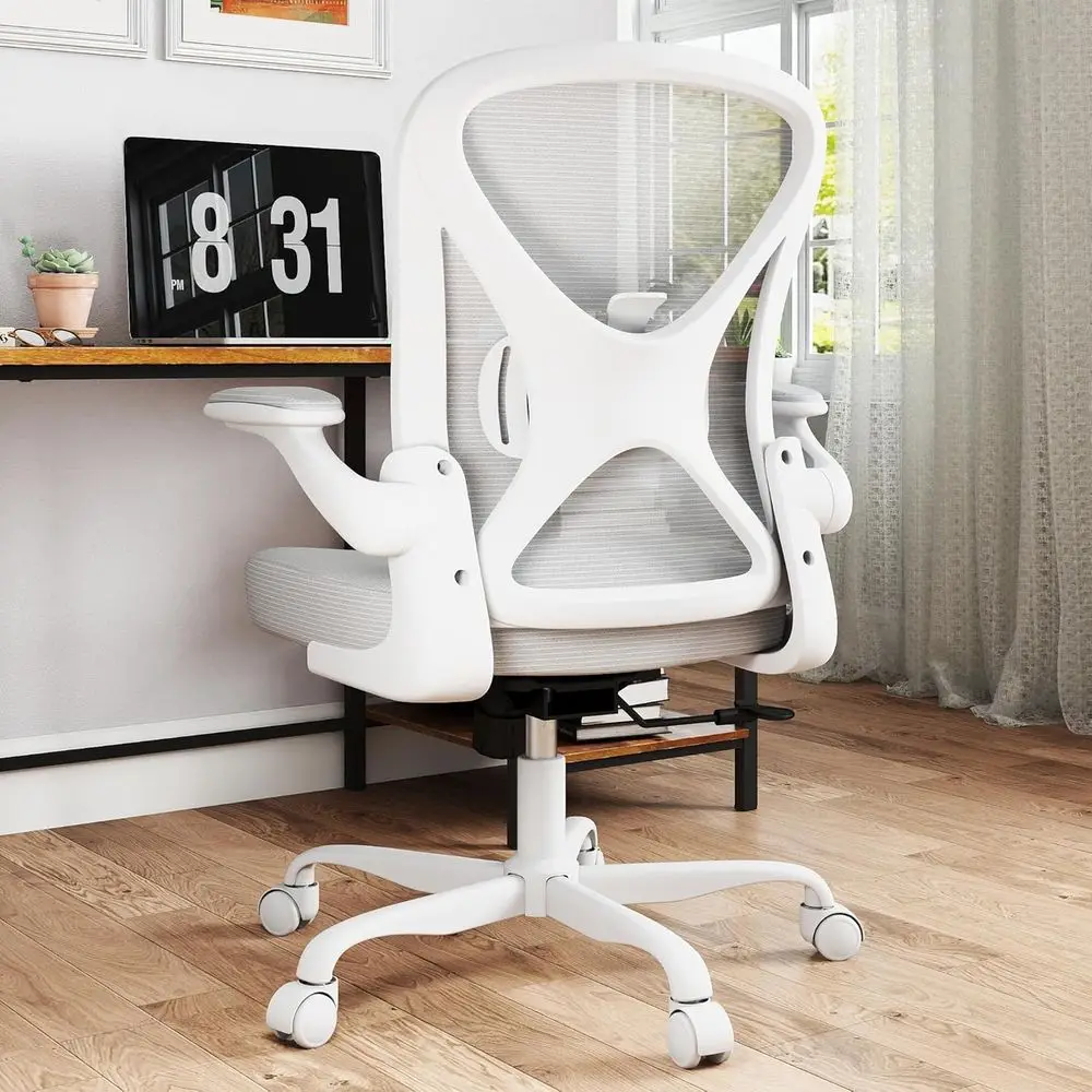 

Mesh Oice Chair with Adjustable Lumbar Support and lip-up Arms, Ergonomic Home Oice Desk Chair with Wheels, Grey