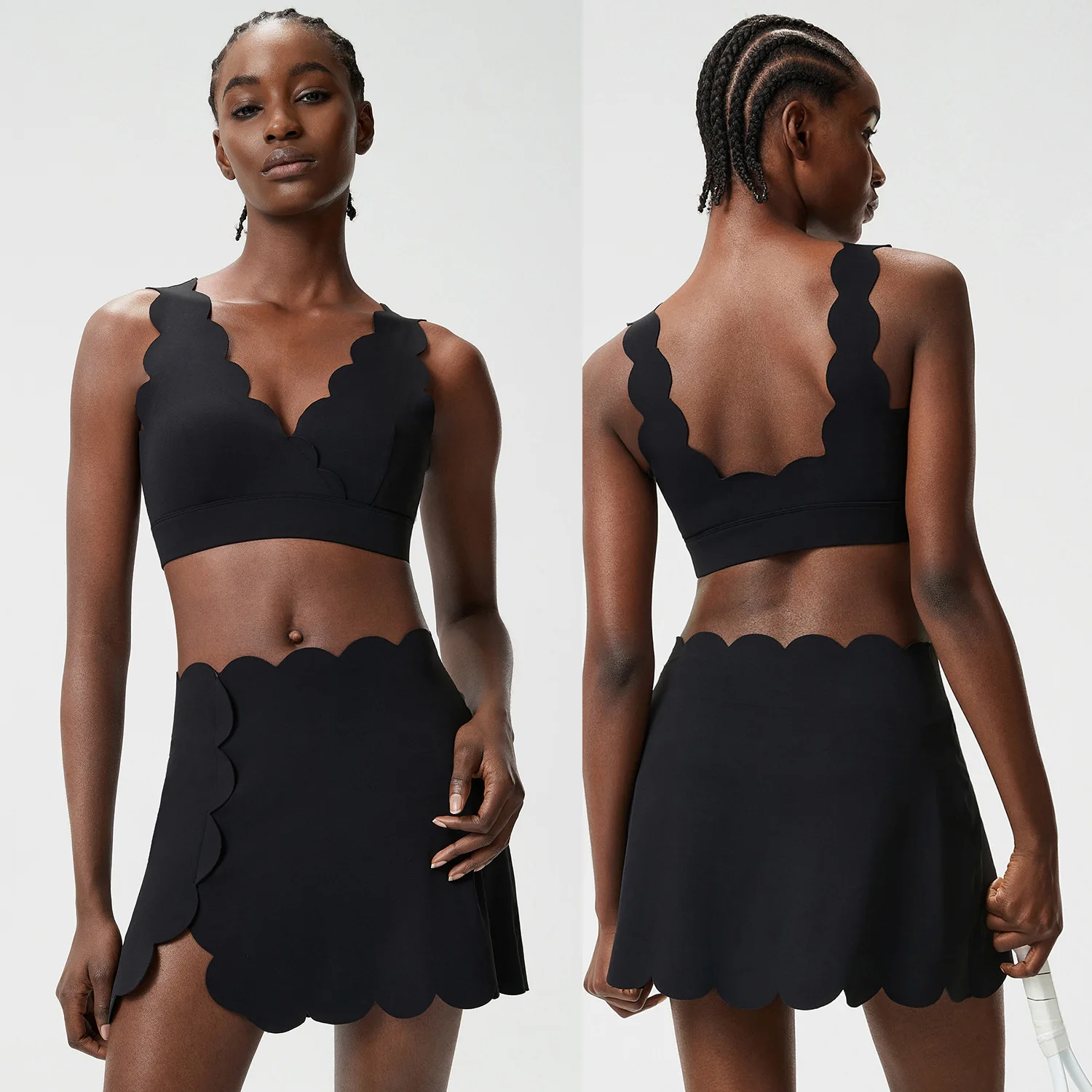 Cross-border summer tennis suit women's large size European and American badminton fitness two-piece sport running clothes
