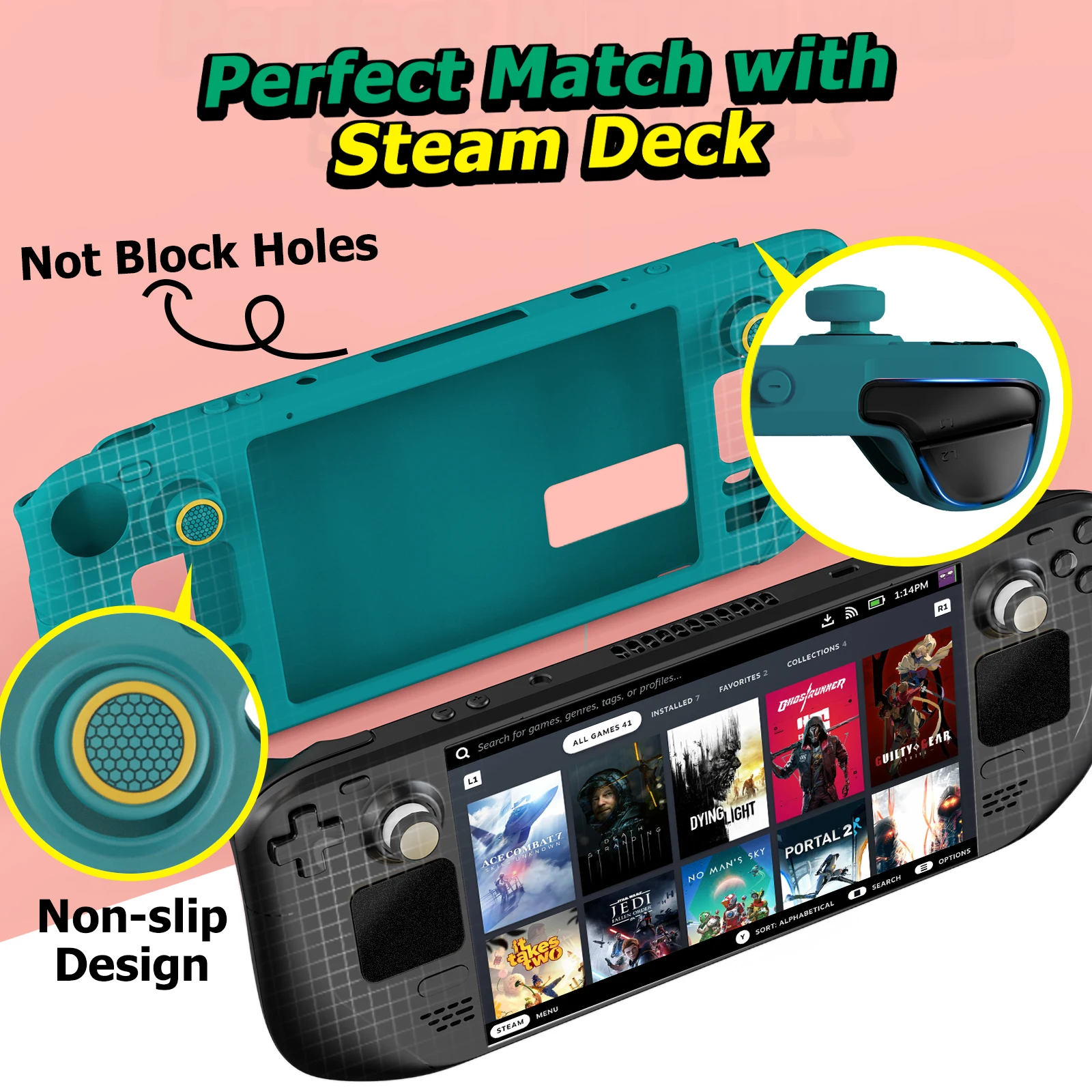 IINE Protective Case 9 in 1 Full Protection Soft Silicone Material Shockproof Case Compatible Steam Deck