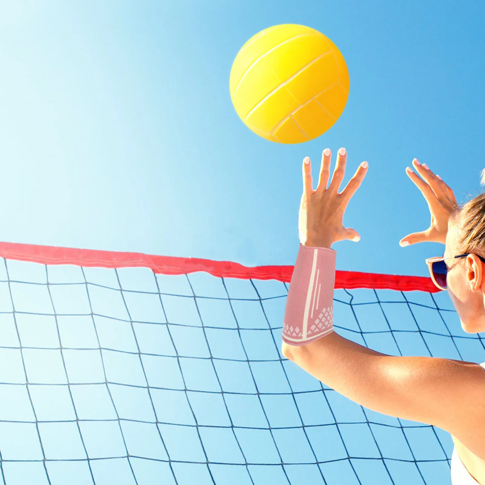 

1Pair Volleyball Arm Sleeve Elastic Sports Wrist Protector Breaths Sweat Padded Elbow Sleeve for Outdoor Exercise and