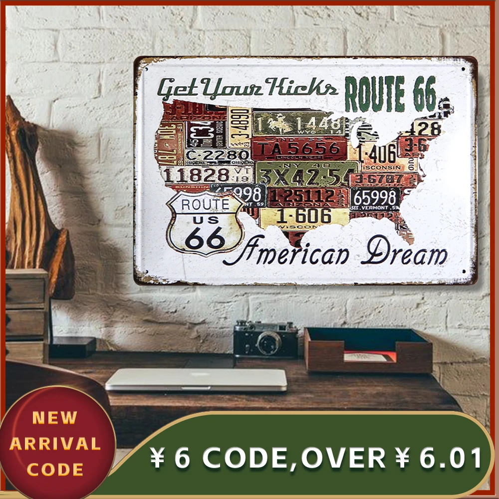 

America Map Poster Metal Sign Decor Plate Tin Sign Wall Decoracion Plates Crafts Decor For Club and Street Plaque Decoration