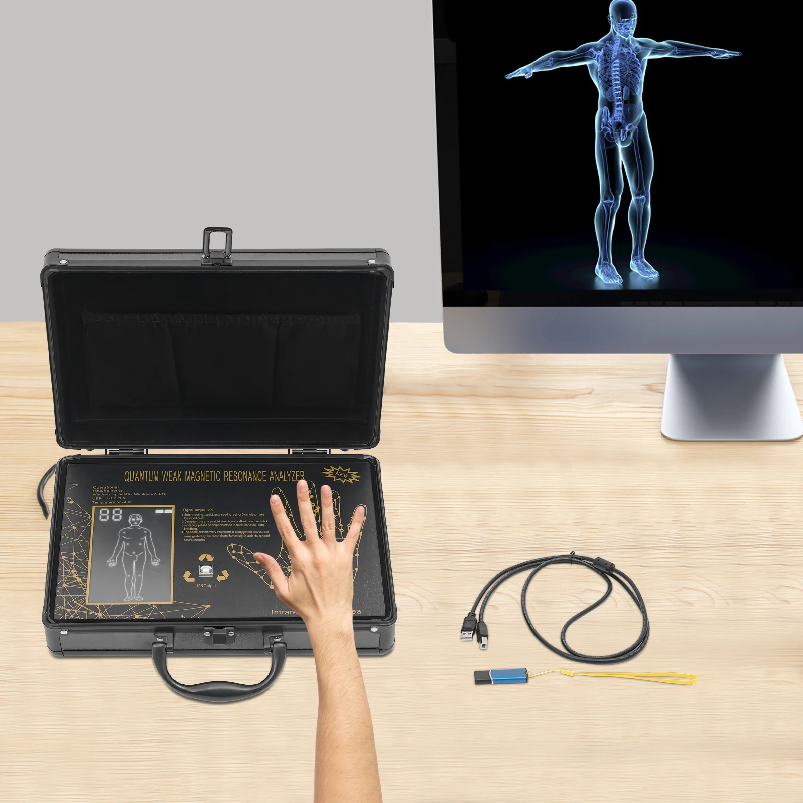 Máquina analizadora cuántica, escáner corporal de resonancia magnética, Detector de salud, análisis de cuerpo completo con tacto de palma, prueba de subsalud