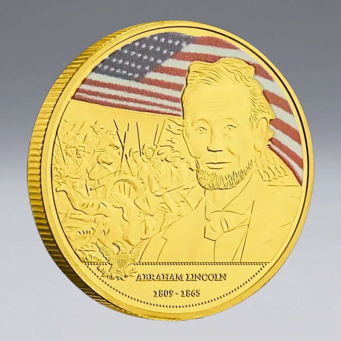 1809-1865 الرئيس الأمريكي أبراهام لينكولن تذكارية عملة مطلية بالذهب الولايات المتحدة الرئيس العملات التذكارية