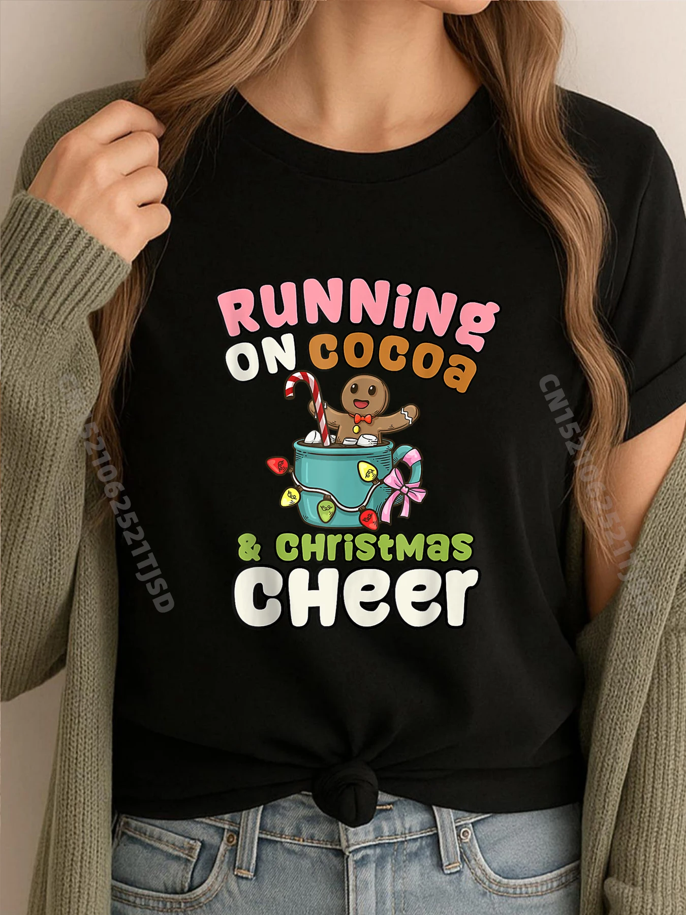 

Christmas Running On Hot Cocoa And Christmas Cheer Funny New T Shirt Graphic T Shirts Tshirt Woman