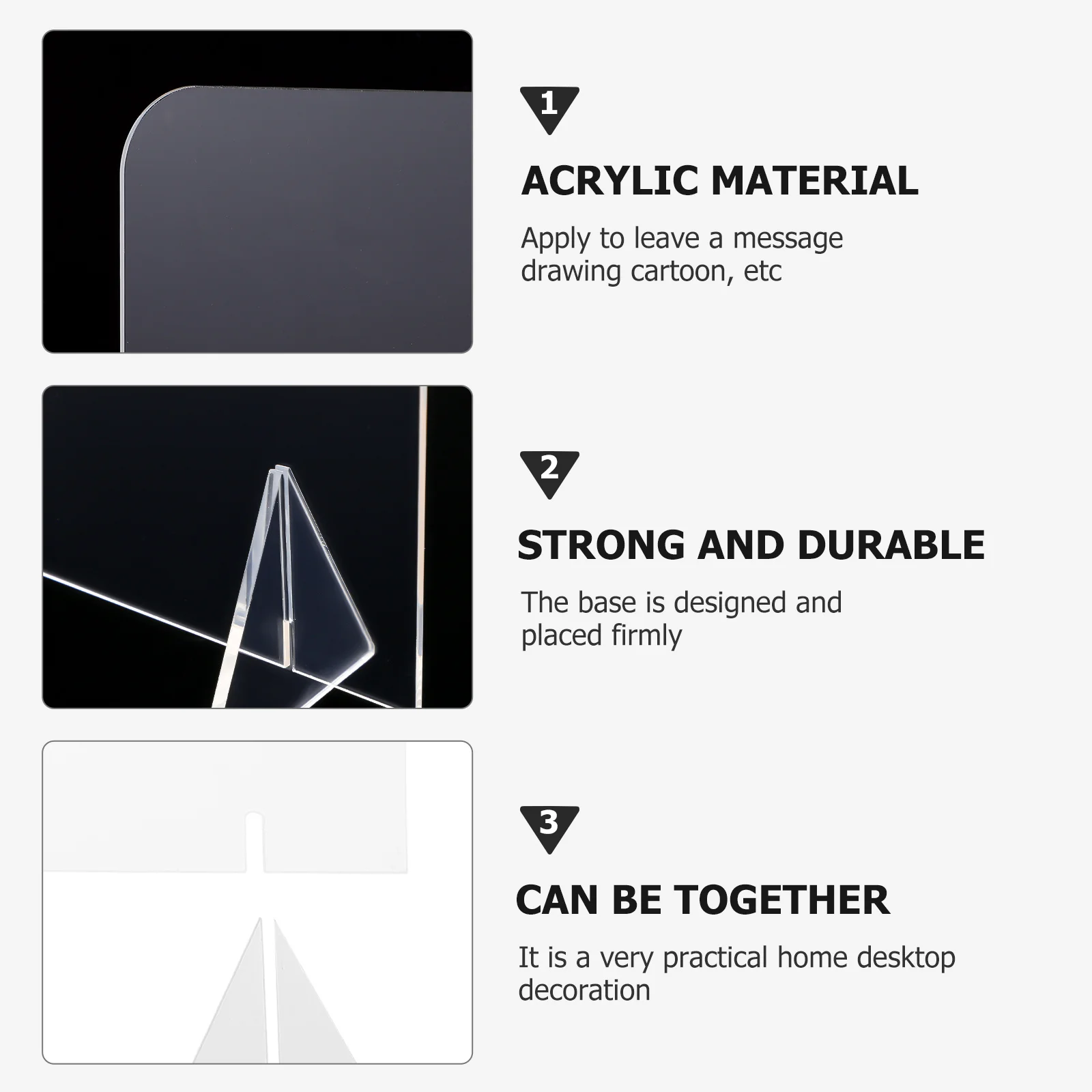 Tableros acrílicos de borrado en seco, tableros de mensajes de escritorio transparentes para el hogar, oficina, notas, uso de dibujo, decoración de escritorio, 2 uds.