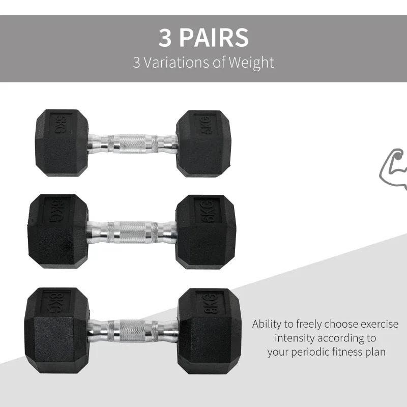 Ye Hex Rubber Dumbbell Set 25kg 26kg 2*8kg Non-Slip Weight Set Home Gym Fitness Strength Training Lifting Workout Equipment