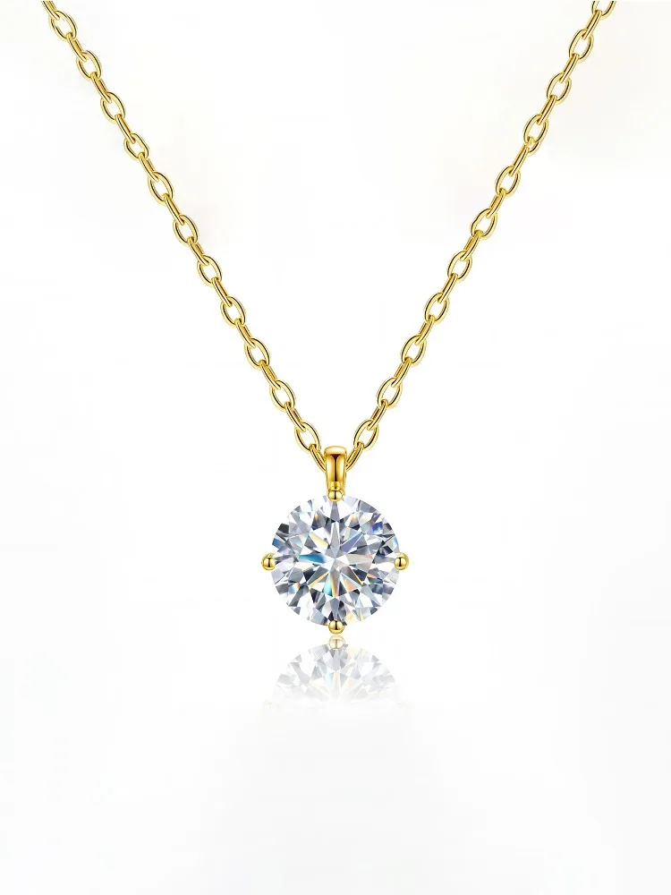 Neue Mode 1-3ct Zertifizierter Moissanit-Diamant Runder Anhänger Halskette für Damen Verlobungsschmuck – Detail 5