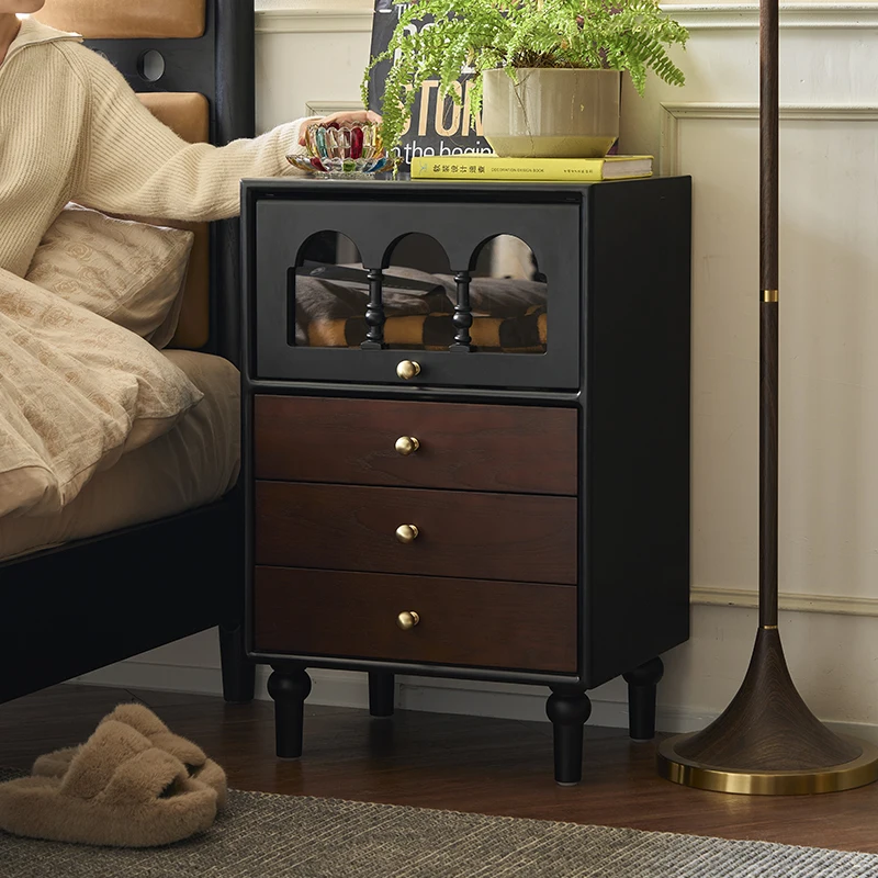 

Mid Century Vintage Nightstands Nordic Luxury Beauty Glamour Nightstands Metal Handle Aesthetic Table De Nuit Furniture For Home