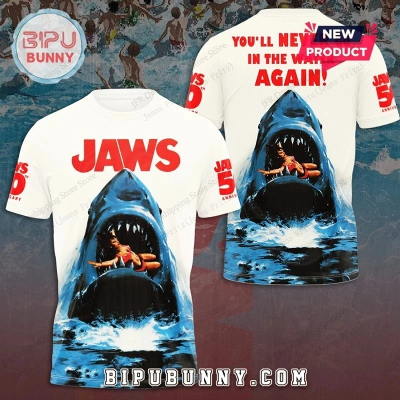 Movie Jaws 3D Printed T-shirt Men Women Fashion Shark T shirt Sports Hip Hop Short Sleeve Tops Tees Kids Clothing Street Costume image 4